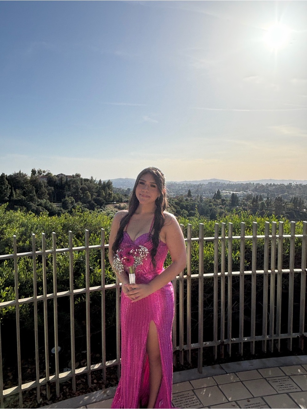 Women's Fuchsia Sequin Evening Slip Dress